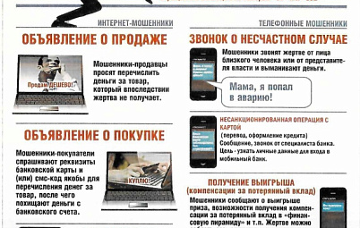Памятка о популярных способах телефонного и интернет-мошенничества